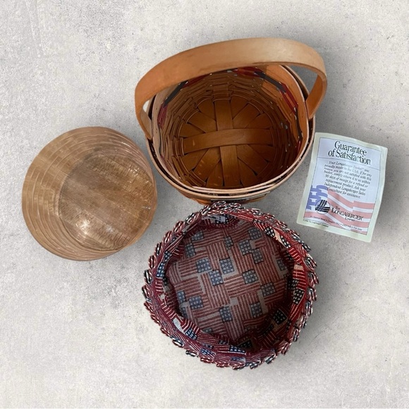 Longaberger 1997 Inaugural Basket American with Flag Fabric Liner & Protector - Picture 4 of 4